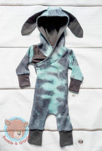 Load image into Gallery viewer, Mint Tie Dye Bunny Envelope Romper- 3-12m