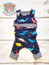 Load image into Gallery viewer, Space Dino Overall Romper- 12m-3T