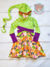 Load image into Gallery viewer, Twirly Hood Spooky Treats Dress Set- 3T-6
