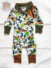 Load image into Gallery viewer, Panda Party Envelope Romper- 3-12 months