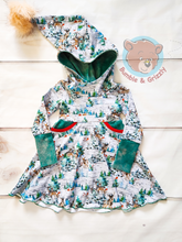 Load image into Gallery viewer, Winter Forest Pixie Hood Dress- 12m-3T