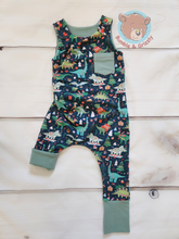Load image into Gallery viewer, Dino Party Patch Pocket Romperall- 12m-3T