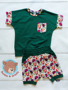 Roses Grow Along Shorts And Tee Set- 3-6 Year