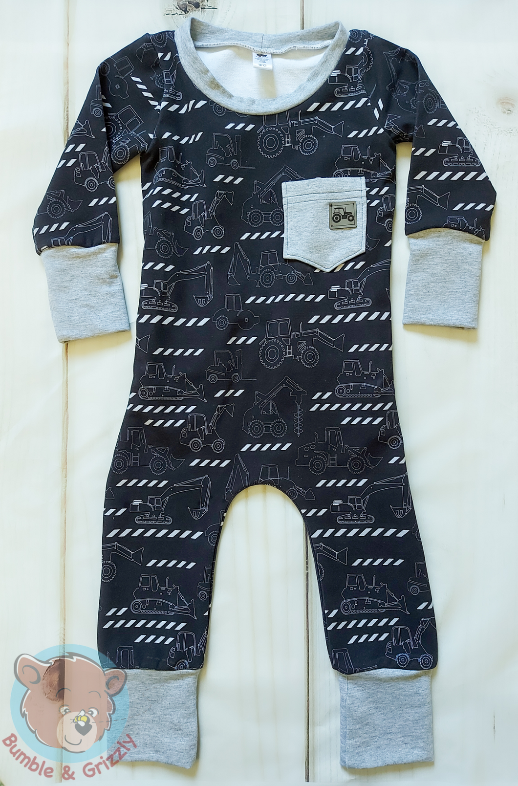 Heavy Machinery Grow Romper/12m-3T