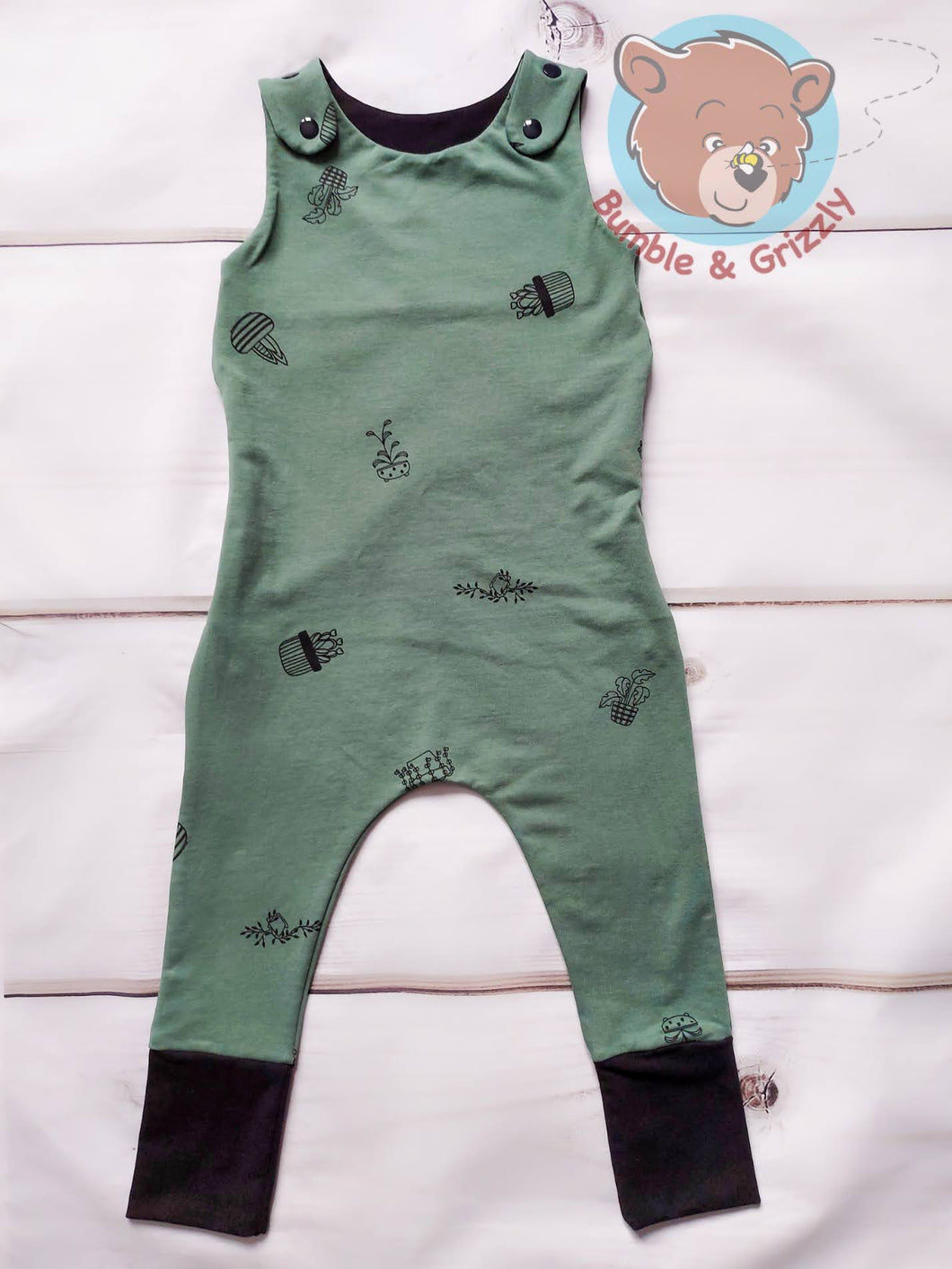 House Plants Overall Romper- 12m-3T