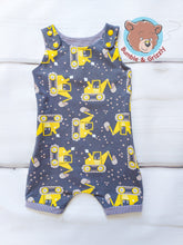 Load image into Gallery viewer, Overall Shorts Construction Romper- 3-12m
