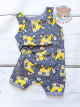 Load image into Gallery viewer, Overall Shorts Construction Romper- 3-12m
