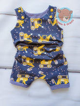 Load image into Gallery viewer, Overall Shorts Construction Romper- 3-12m
