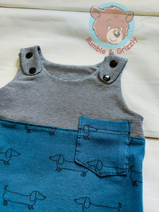 Weiner Dogs Shortalls- 3-12m