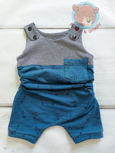 Weiner Dogs Shortalls- 3-12m