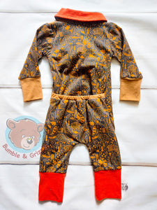 Rust Woodland Envelope Romper- 3-12m