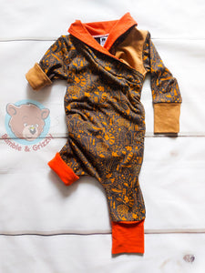 Rust Woodland Envelope Romper- 3-12m