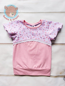 Cherry Blossoms Flutter Tee- 3T-6