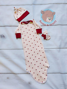 Hearts Baby Gown- 3 Months