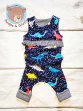 Load image into Gallery viewer, Space Dino Overall Romper- 12m-3T
