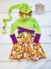 Load image into Gallery viewer, Twirly Hood Spooky Treats Dress Set- 3T-6
