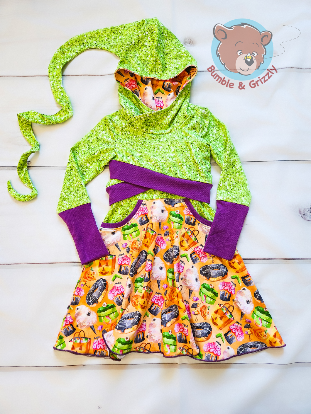 Twirly Hood Spooky Treats Dress Set- 3T-6