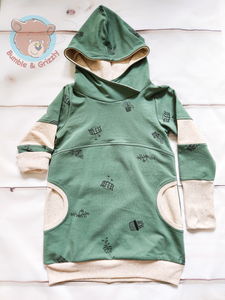 Houseplants Hooded Big Pocket Tunic- 6-9Y