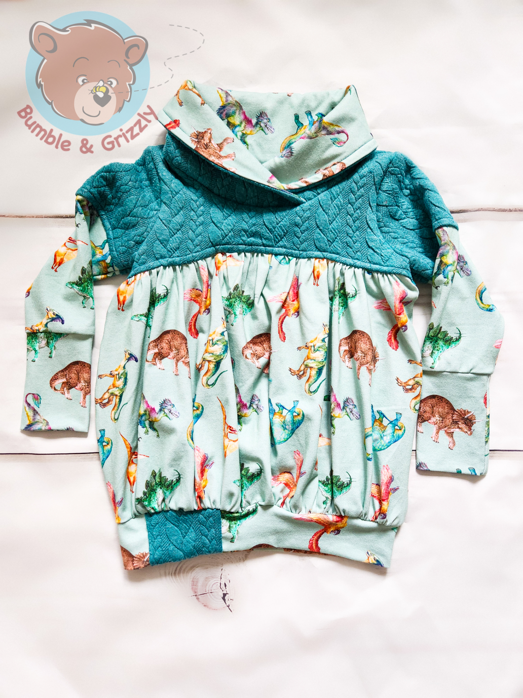 Colourful Dinos Bubble Tunic- 12m-3T