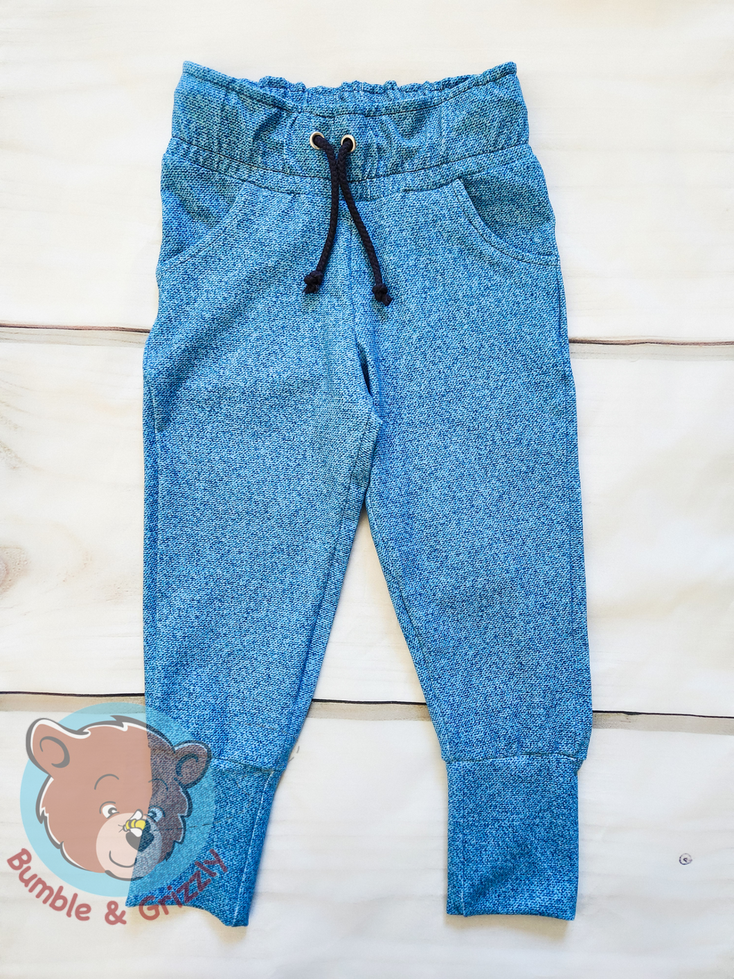 Faux Jeans Drawstring Joggers- 12m-3T