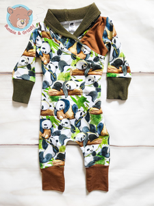 Panda Party Envelope Romper- 3-12 months