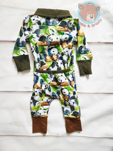 Panda Party Envelope Romper- 3-12 months