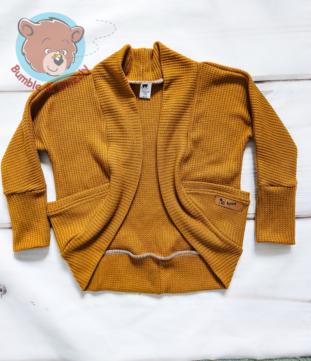 Camel Waffle Knit Cocoon Cardi- 12m-3T