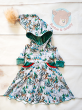 Load image into Gallery viewer, Winter Forest Pixie Hood Dress- 12m-3T
