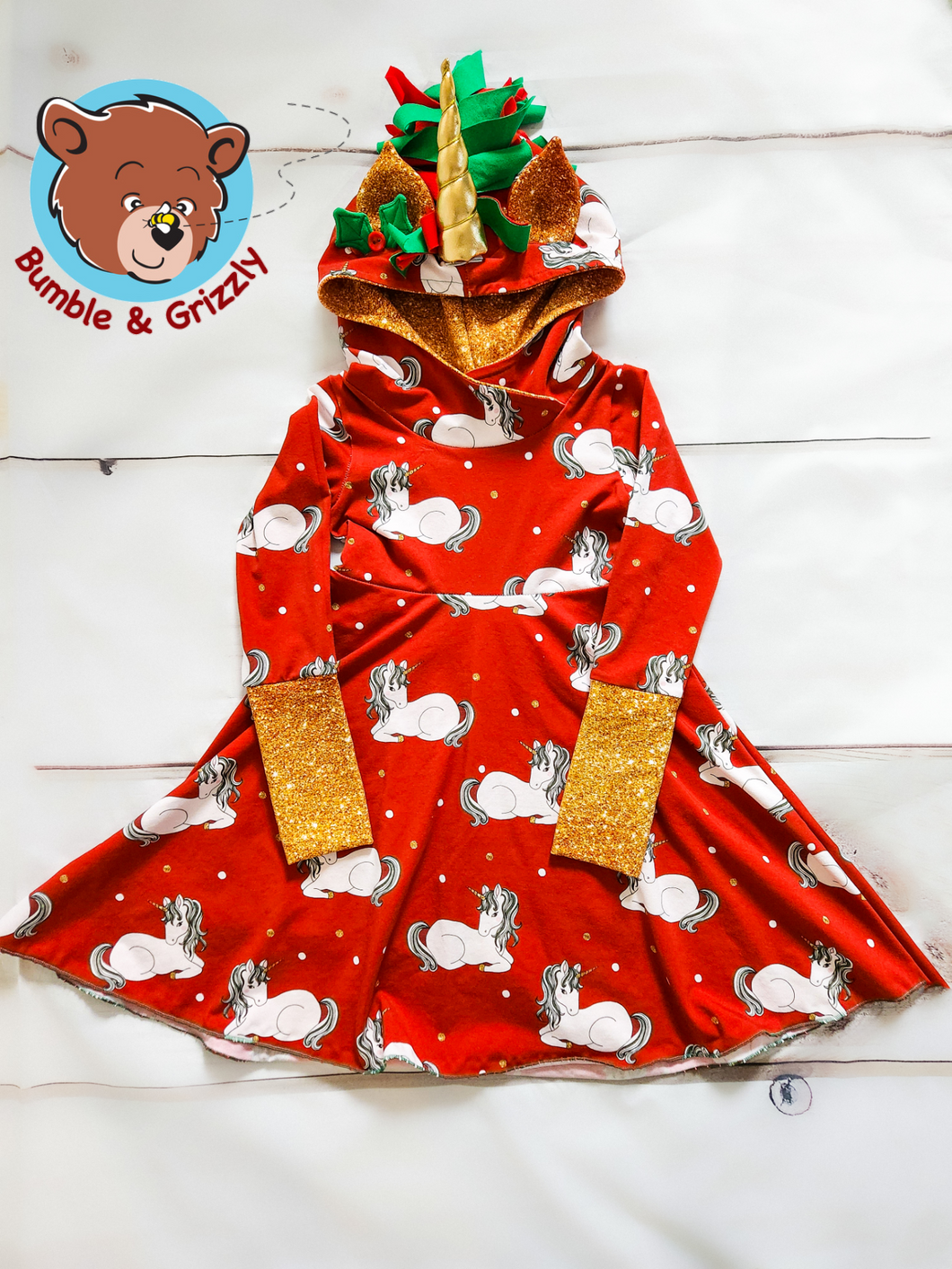 Holly-corn Hooded Dress 3T-6